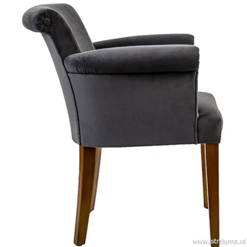 Klassieke armstoel kersenhout in stof>Straluma New