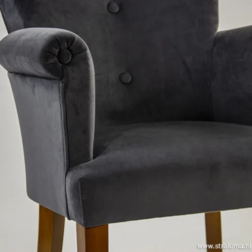 Klassieke armstoel kersenhout in stof>Straluma New