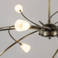 Klassieke eettafelhanglamp brons met wit glas dim to warm></noscript>Straluma Clearance