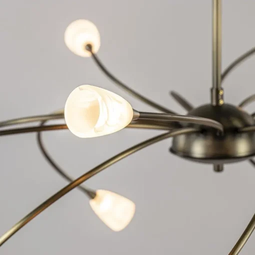 Klassieke eettafelhanglamp brons met wit glas dim to warm>Straluma Clearance