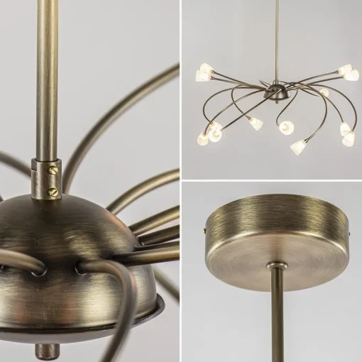 Klassieke eettafelhanglamp brons met wit glas dim to warm>Straluma Clearance