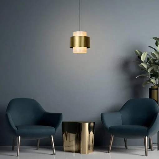 Klassieke hanglamp opaal glas met mat goud>Straluma New