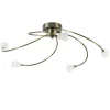 Klassieke plafondlamp brons met wit gevlamd glas>Straluma Discount