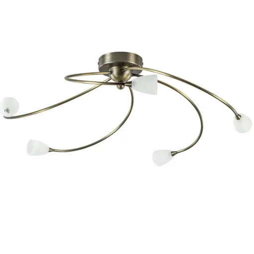 Klassieke plafondlamp brons met wit gevlamd glas>Straluma Discount