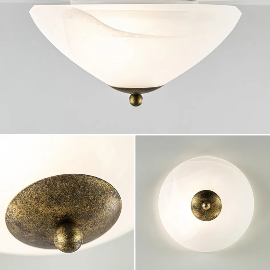 Klassieke plafondlamp gevlamd glas met brons 30 cm>Straluma New