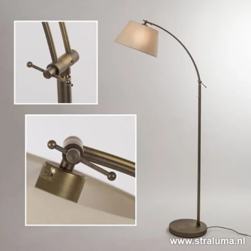 Klassieke vloerlamp brons met creme kap>Straluma Outlet
