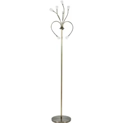 Klassieke vloerlamp brons met wit gevlamd glas en dimbaar LED>Straluma Sale