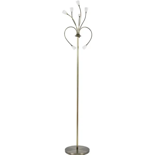 Klassieke vloerlamp brons met wit gevlamd glas en dimbaar LED>Straluma Sale