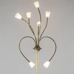 Klassieke vloerlamp brons met wit gevlamd glas en dimbaar LED></noscript>Straluma Sale