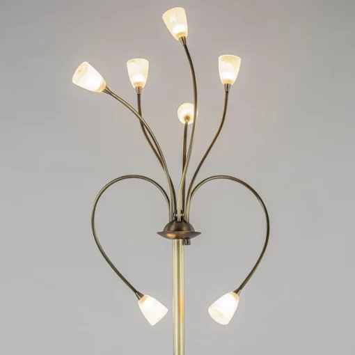 Klassieke vloerlamp brons met wit gevlamd glas en dimbaar LED>Straluma Sale