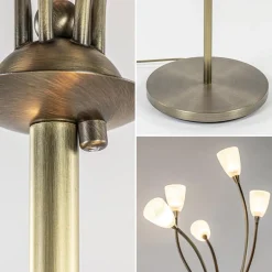 Klassieke vloerlamp brons met wit gevlamd glas en dimbaar LED></noscript>Straluma Sale