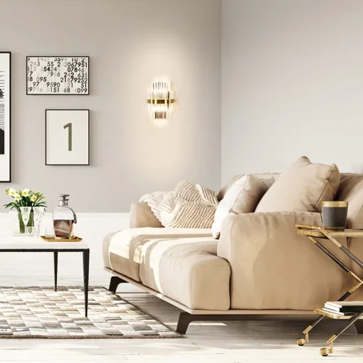 Klassieke wandlamp brushed brass met helder kristal>Straluma