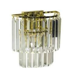Klassieke wandlamp goud met helder glazen pegels>Straluma Online