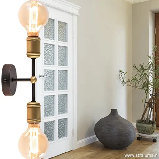Klassieke wandlamp zwart-antiek brons>Straluma Online