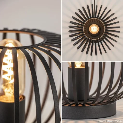 Kleine draad tafellamp modern mat zwart>Straluma