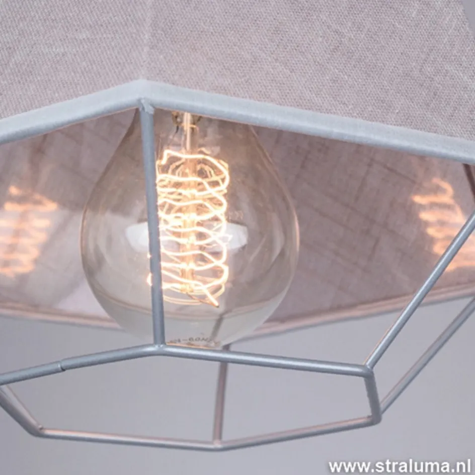 Kleine grijze hanglamp draad met stof>Straluma Best