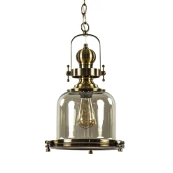 Kleine hanglamp brons met amber glas>Straluma Online