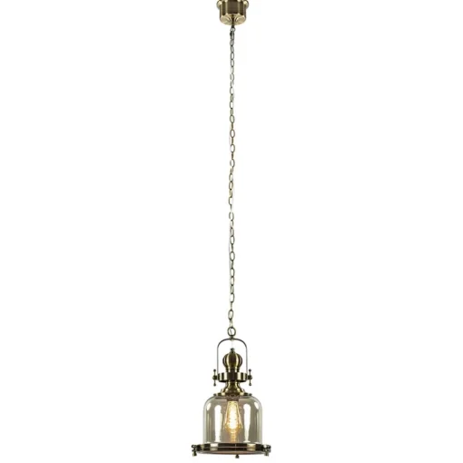 Kleine hanglamp brons met amber glas>Straluma Online