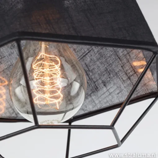 Kleine hanglamp draad zwart met stof>Straluma Outlet