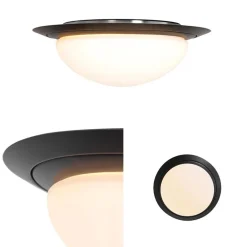 Kleine LED plafondlamp zwart met wit glas IP44></noscript>Straluma Discount
