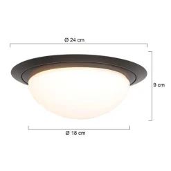 Kleine LED plafondlamp zwart met wit glas IP44></noscript>Straluma Discount