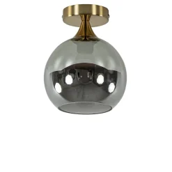 Kleine plafondlamp goud met smoke glas>Straluma Hot