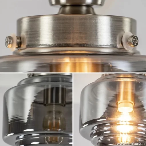 Kleine plafondlamp hal/toilet met smokey glazen kap>Straluma Online