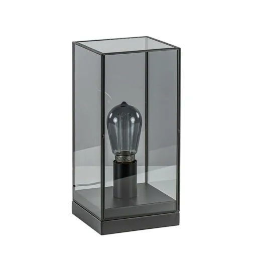 Kleine tafellamp Askjer zwart met smoke glas>Straluma Hot