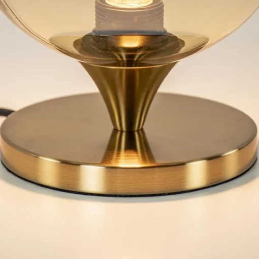 Kleine tafellamp goud met amber kleurig glas>Straluma Hot