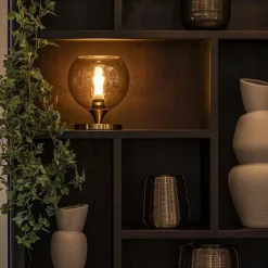 Kleine tafellamp goud met amber kleurig glas></noscript>Straluma Hot