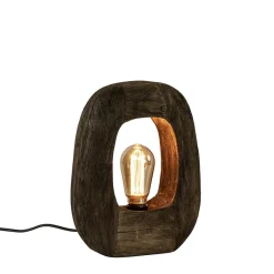 Kleine tafellamp Kelafo hout chocolade bruin>Straluma Clearance