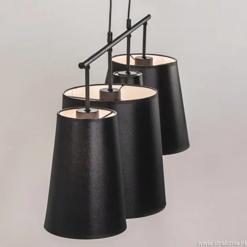 4-L Hanglamp met zwarte kappen>Straluma Online