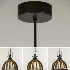 Landelijk hanglamp Djem hout/zink><noscript><img width=
