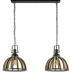 Landelijk industriële 2-lichts hanglamp hout/zink>Straluma Best