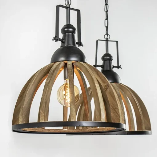 Landelijk industriële 2-lichts hanglamp hout/zink>Straluma Best
