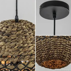 Landelijke hanglamp Tripoli rotan met zwart></noscript>Straluma Best