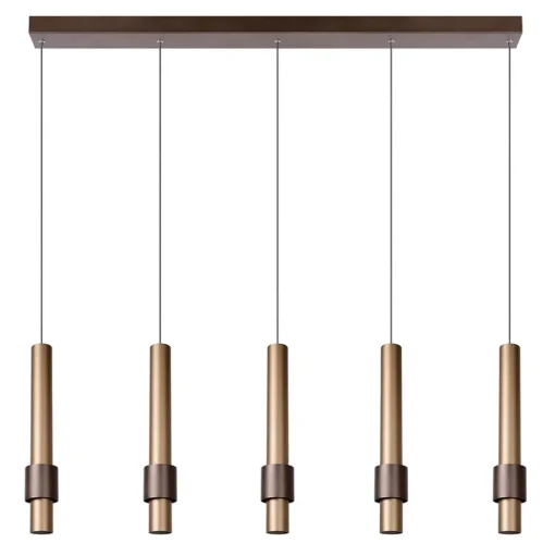Landelijke 5-lichts LED hanglamp cilinders bruin>Straluma Outlet