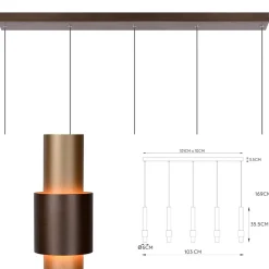 Landelijke 5-lichts LED hanglamp cilinders bruin></noscript>Straluma Outlet