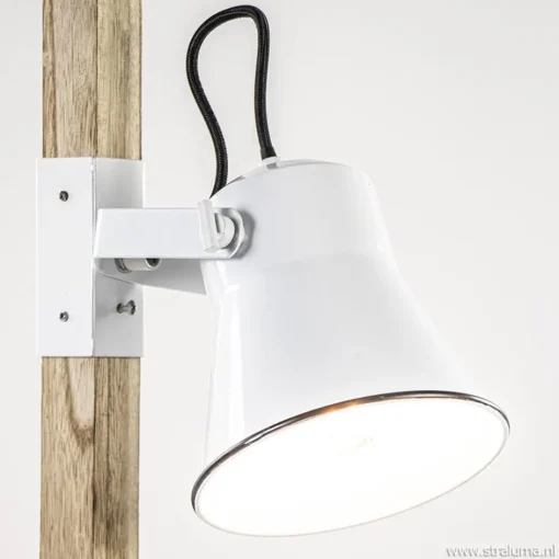 Landelijke 2-lichts vloerlamp hout met witte kappen>Straluma Sale