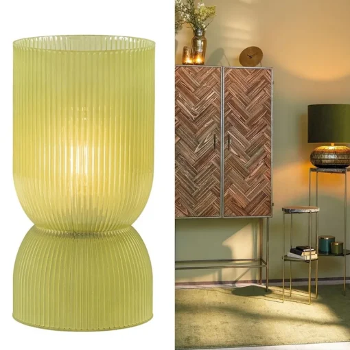 Landelijke Light and Living tafellamp olijfgroen op batterijen Phoebe>Straluma