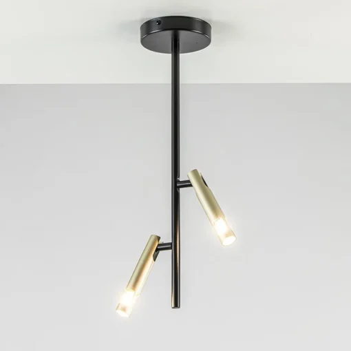 Landelijke plafondlamp zwart met goud G9>Straluma