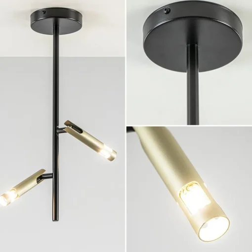 Landelijke plafondlamp zwart met goud G9>Straluma