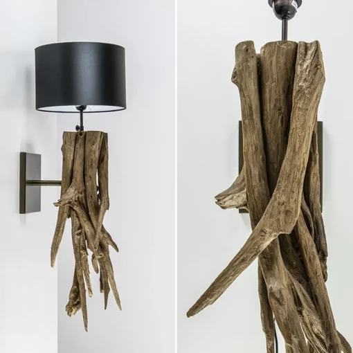 Landelijke wandlamp Bluma hout exclusief kap>Straluma Hot