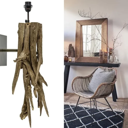 Landelijke wandlamp Bluma hout exclusief kap>Straluma Hot