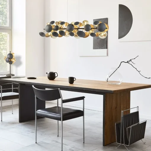Langwerpige hanglamp grijs/goud + amber glas>Straluma Best