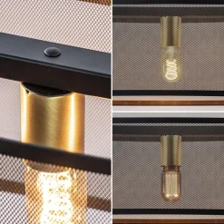 Langwerpige hanglamp mat zwart metaal met goud></noscript>Straluma Sale