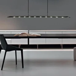 Langwerpige LED hanglamp zwart met smoke glas 170 cm><noscript><img width=