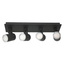 Langwerpige LED opbouwspot zwart 4-lichts>Straluma Best