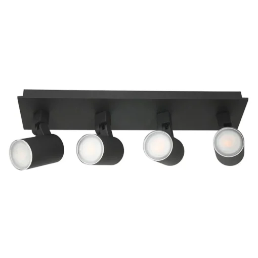 Langwerpige LED opbouwspot zwart 4-lichts>Straluma Best