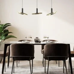 LED eettafelhanglamp 3-lichts balk zwart/goud dimbaar></noscript>Straluma New